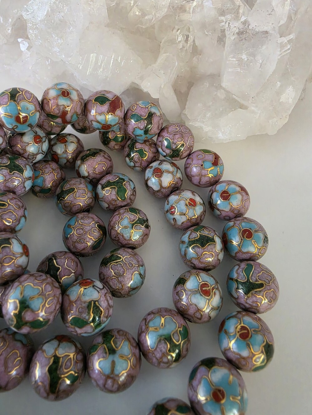 Light Mauve 12mm Chinese Cloisonne Beads